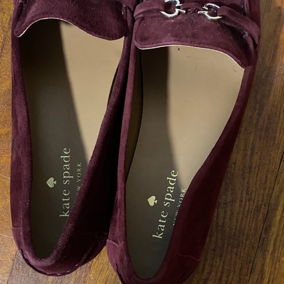Kate Spade Deep Red Suede Loafers - Picture 6 of 9